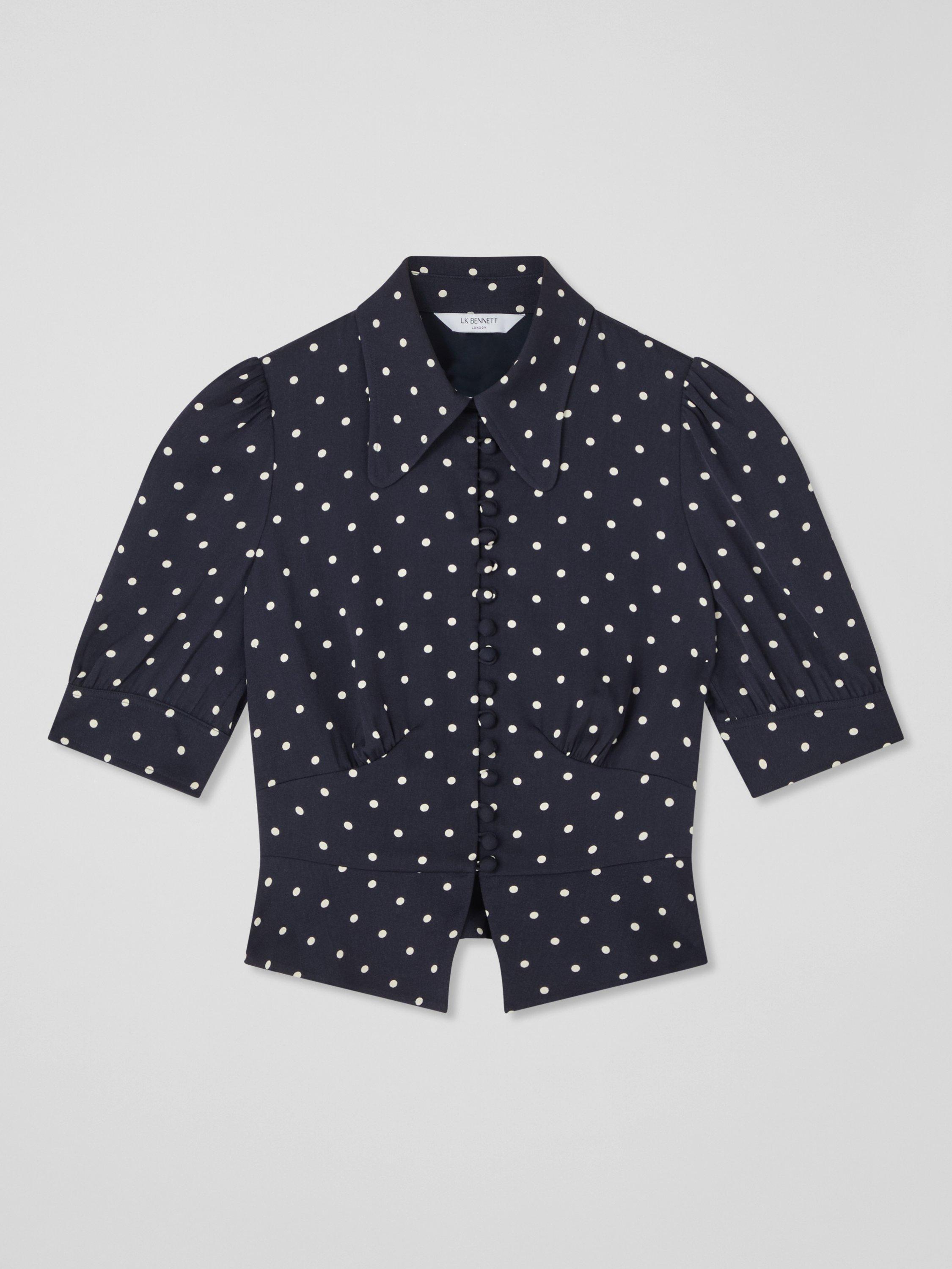 Product image 5 of 5, which shows L.K.Bennett Elise Blouse, Navy/Ivory, 10