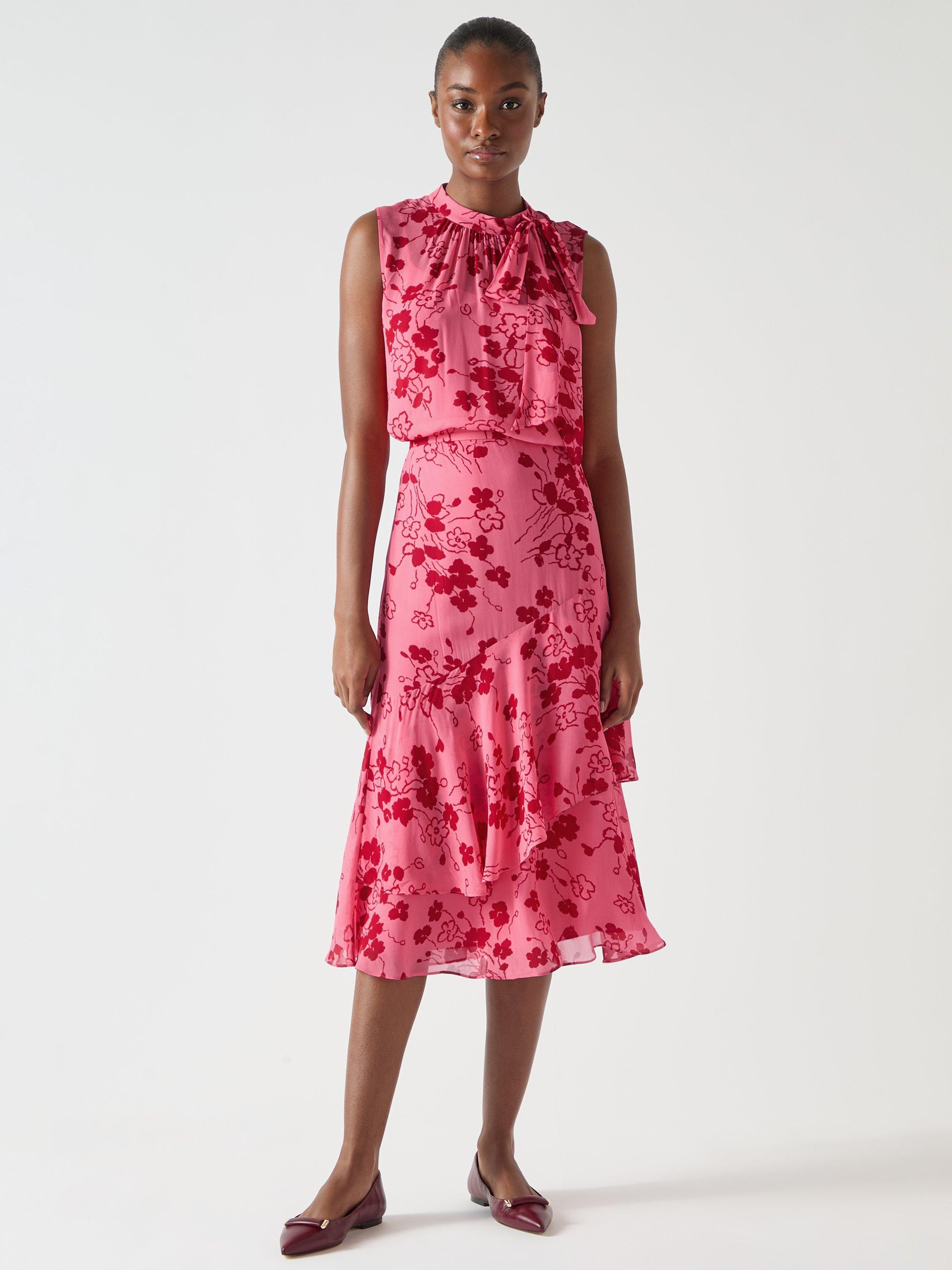 Product image 1 of 4, which shows L.K.Bennett Rhoda Wildflower Tiered Skirt, Multi/Pink, 6