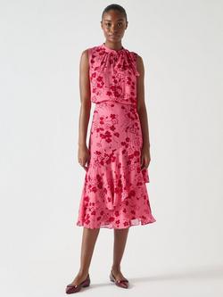 L.K.Bennett Rhoda Wildflower Tiered Skirt, Multi/Pink, Multi/Pink