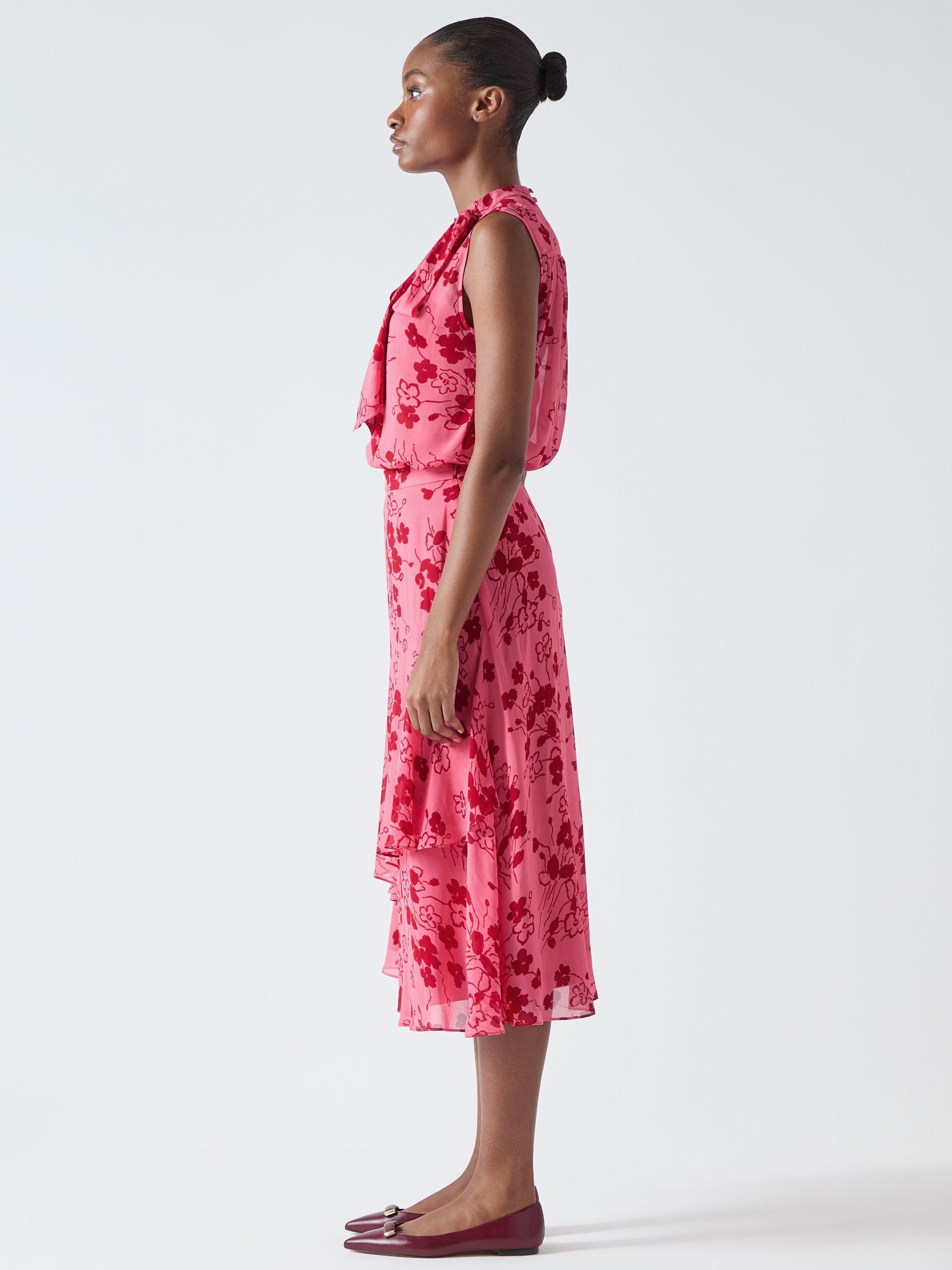 Product image 2 of 4, which shows L.K.Bennett Rhoda Wildflower Tiered Skirt, Multi/Pink, 6