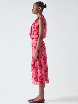 L.K.Bennett Rhoda Wildflower Tiered Skirt, Multi/Pink - view 2, Multi/Pink