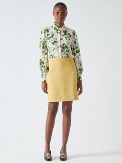 L.K.Bennett Varley Tweed Skirt, Buttercup, Buttercup
