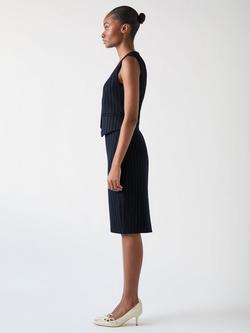 L.K.Bennett Petite Baxtor Pinstripe Waistcoat, Navy - view 2, Navy