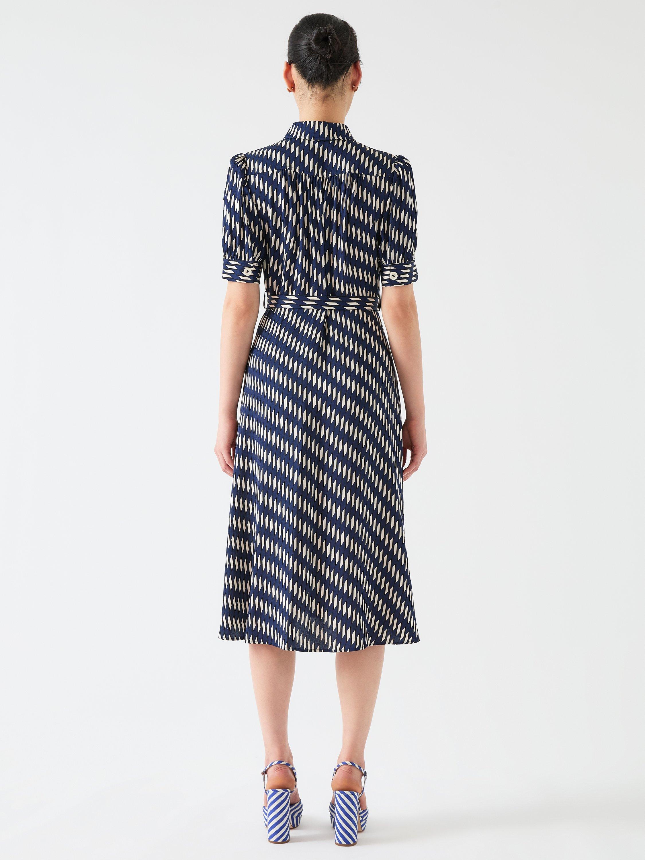 Product image 3 of 5, which shows L.K.Bennett Valerie Stripe Shirt Dress, Navy/Cream, 6