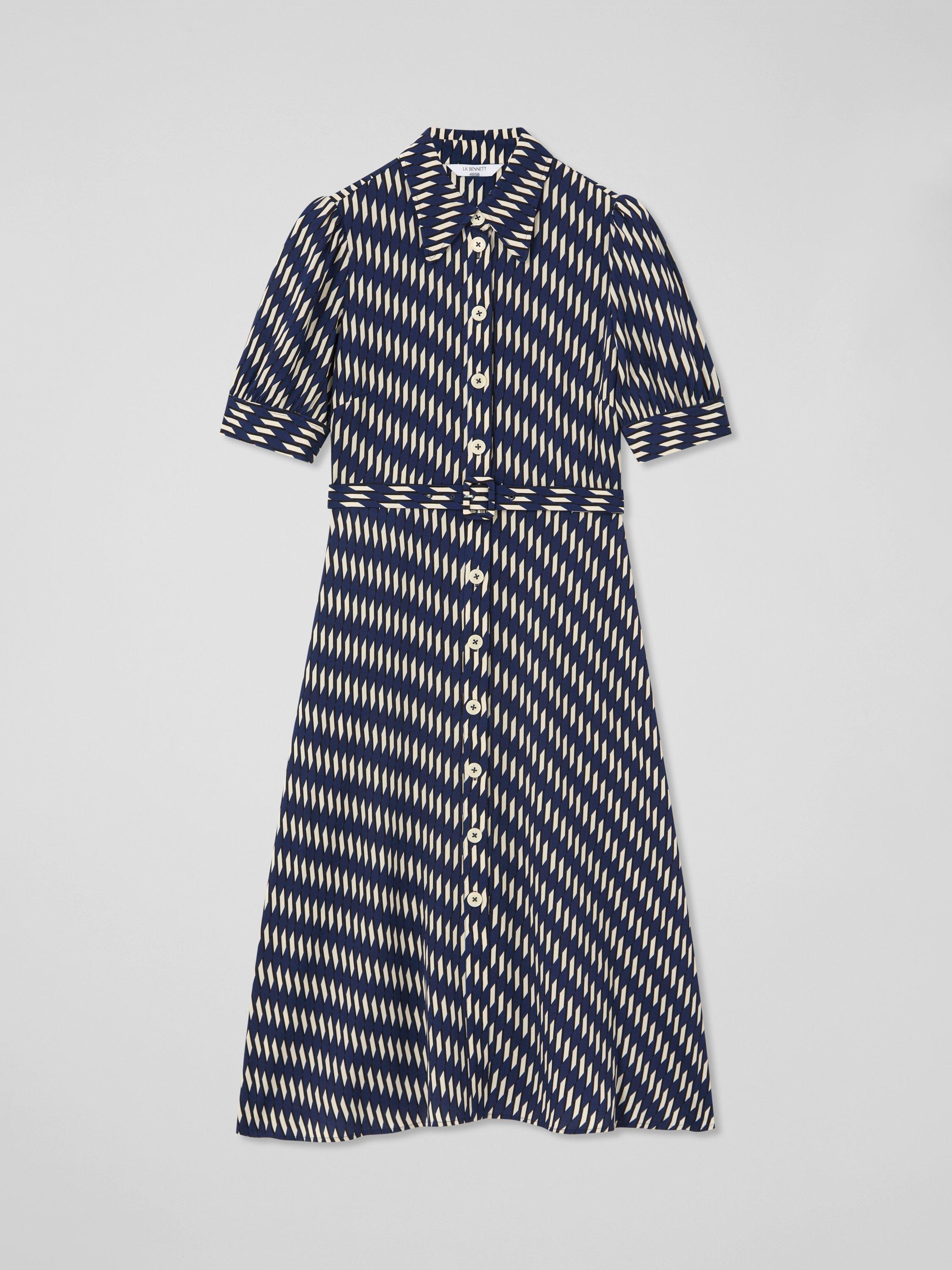 Product image 4 of 5, which shows L.K.Bennett Valerie Stripe Shirt Dress, Navy/Cream, 6