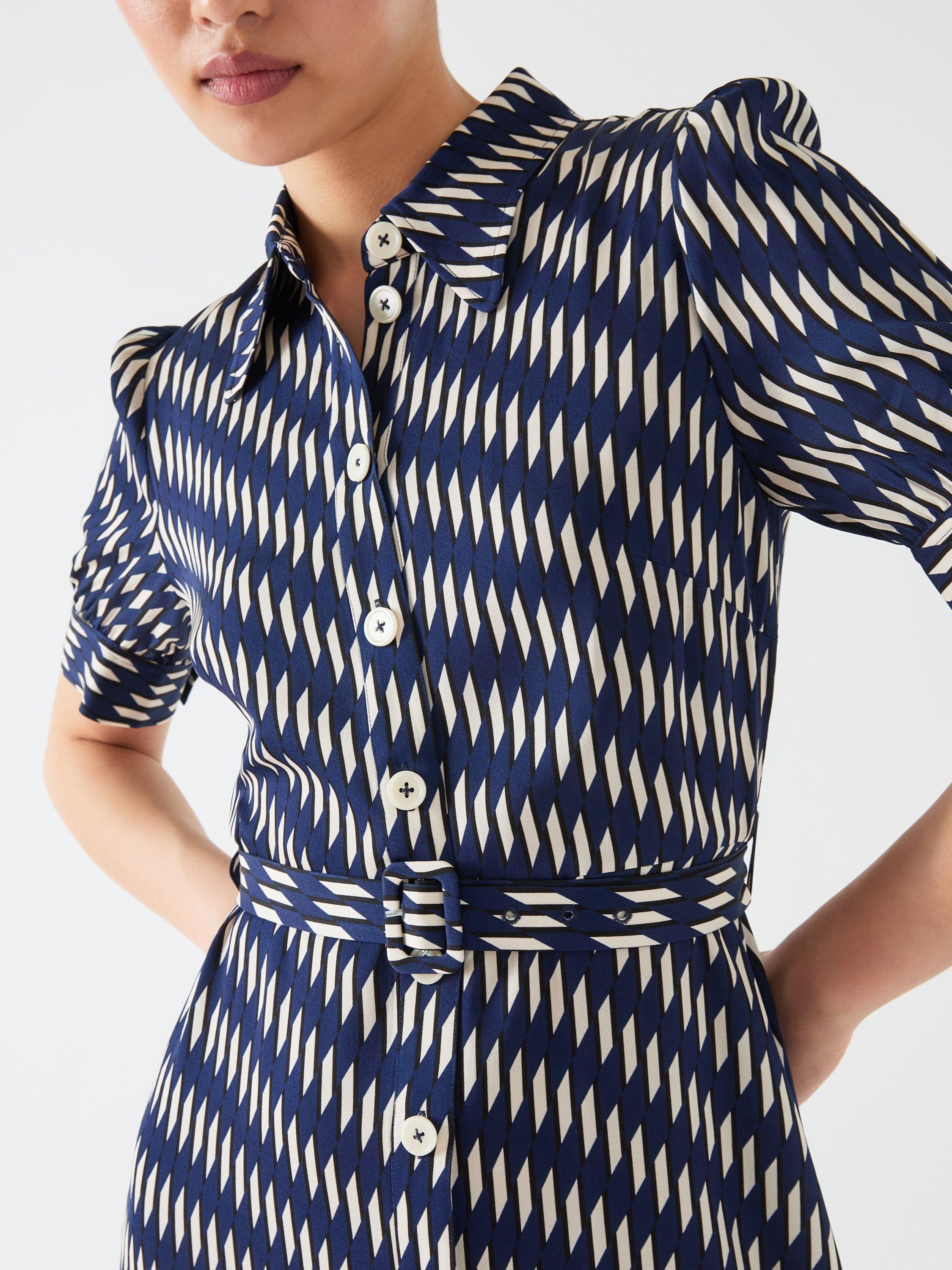 Product image 5 of 5, which shows L.K.Bennett Valerie Stripe Shirt Dress, Navy/Cream, 6