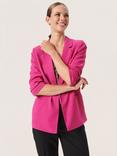 Soaked In Luxury Shirley Ruched Sleeve Blazer, Fuchsia Red