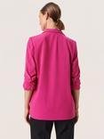 Soaked In Luxury Shirley Ruched Sleeve Blazer, Fuchsia Red