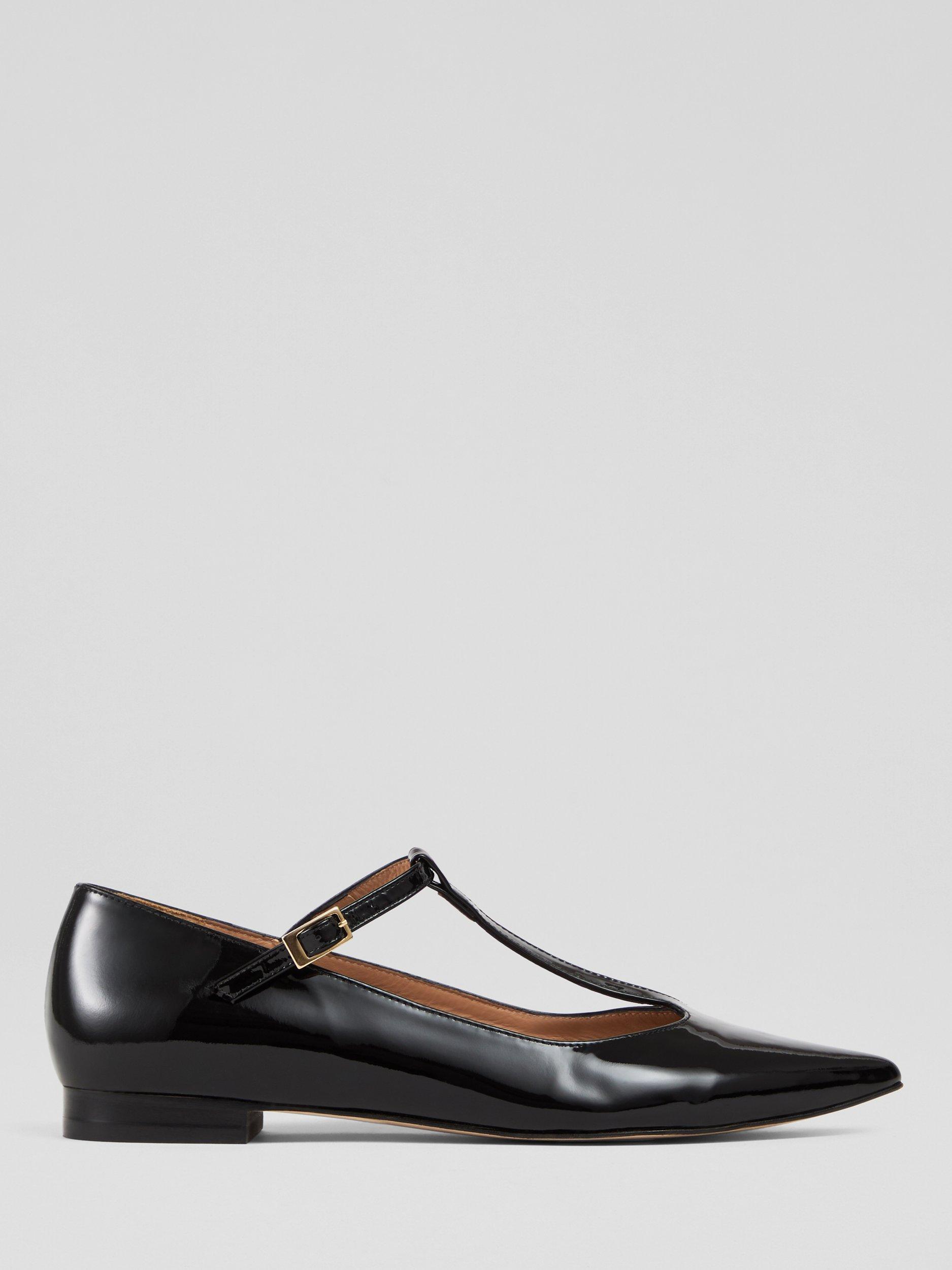 Product image 1 of 4, which shows L.K.Bennett Drew Patent Leather T-Bar Mary Jane Shoes, Bla-black, 2