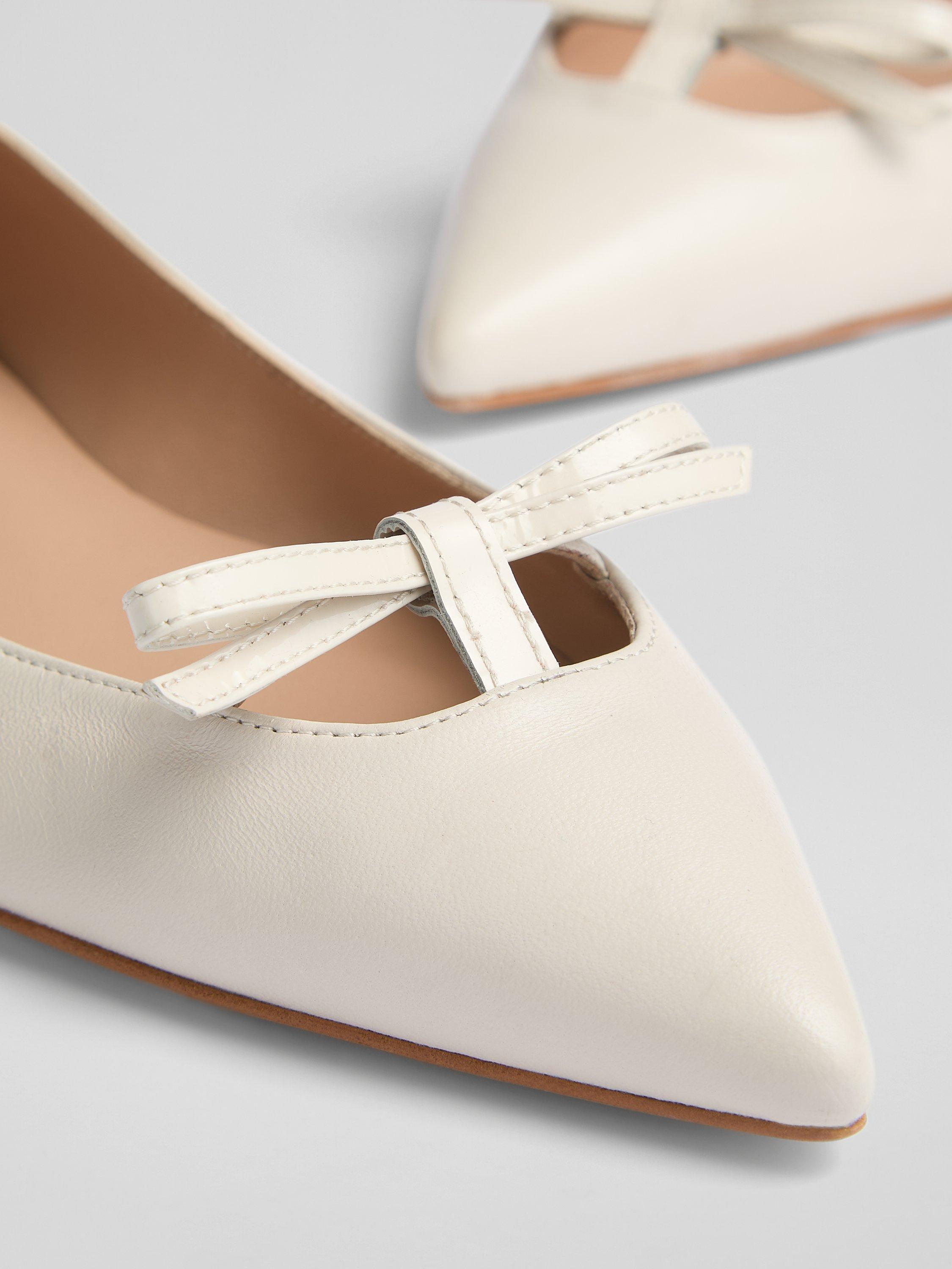 Product image 4 of 4, which shows L.K.Bennett Lynne Leather Mini Bow Ballerina Pumps, Ecru, 2