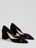 L.K.Bennett Cecile Suede Cut Out Block Heel Court Shoes, Black