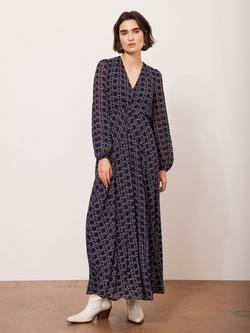 Mint Velvet Geometric Print Maxi Dress, Blue/Multi, Blue/Multi