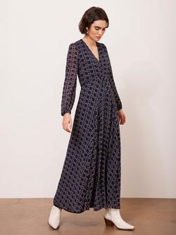 Mint Velvet Geometric Print Maxi Dress, Blue/Multi - view 2, Blue/Multi