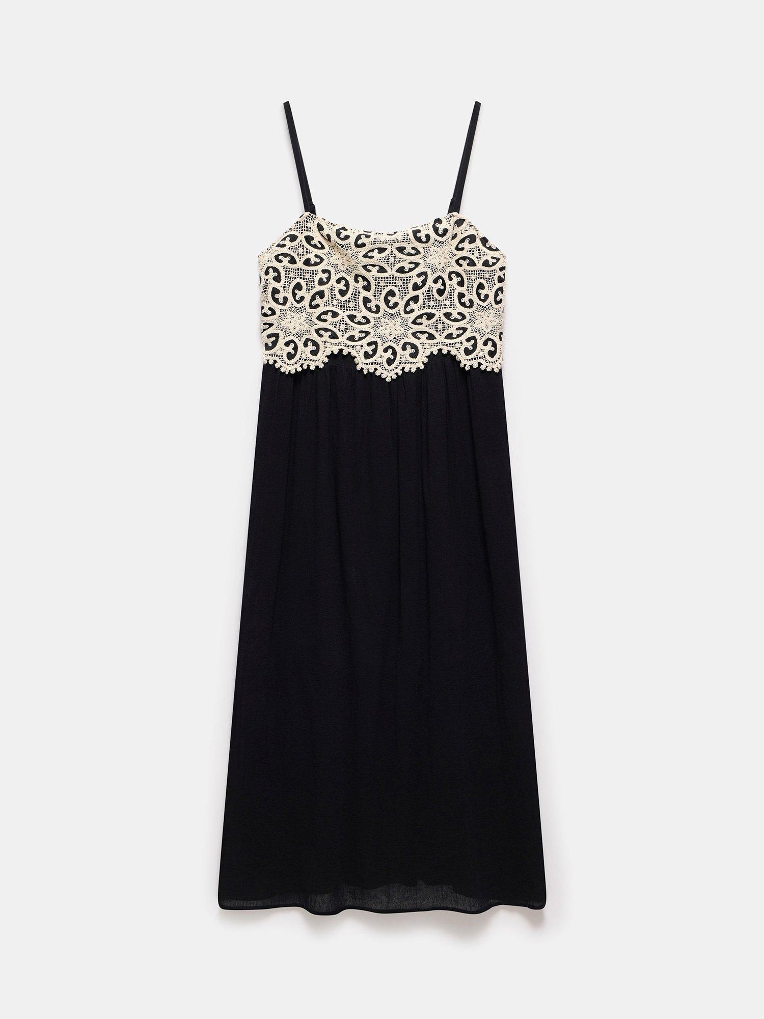 Product image 7 of 8, which shows Mint Velvet Crochet Maxi Dress, Black/Multi, XS