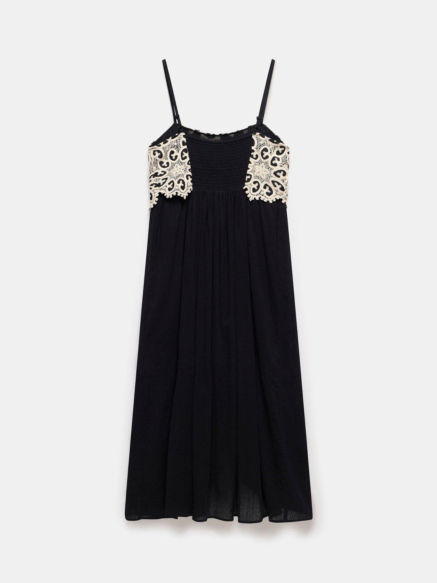 Product image 8 of 8, which shows Mint Velvet Crochet Maxi Dress, Black/Multi, XS