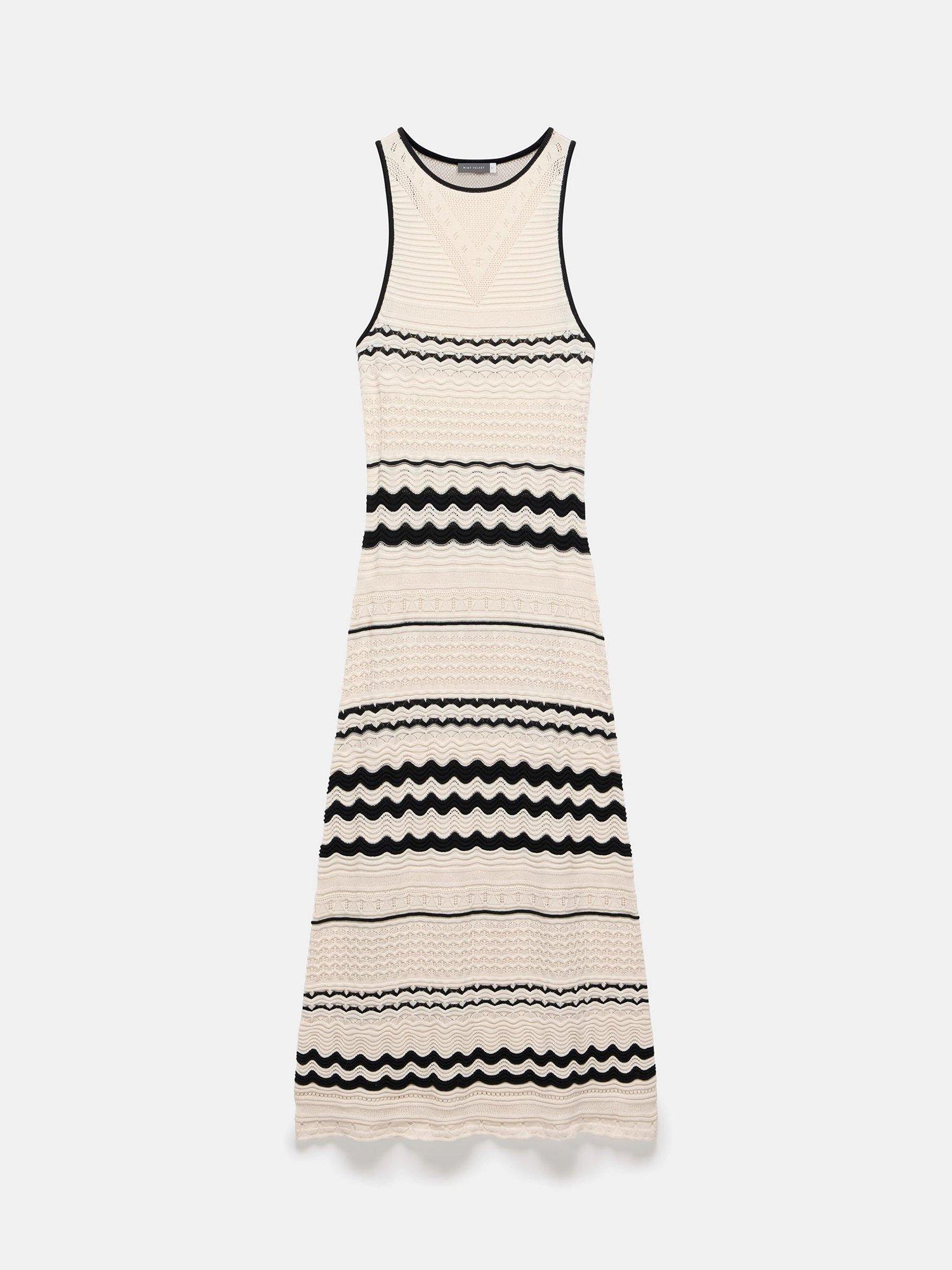 Product image 7 of 8, which shows Mint Velvet Cotton Textured Knit Maxi Dress, White/Multi, XS