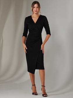 Jolie Moi Wrap Glitter Dress, Black, Black