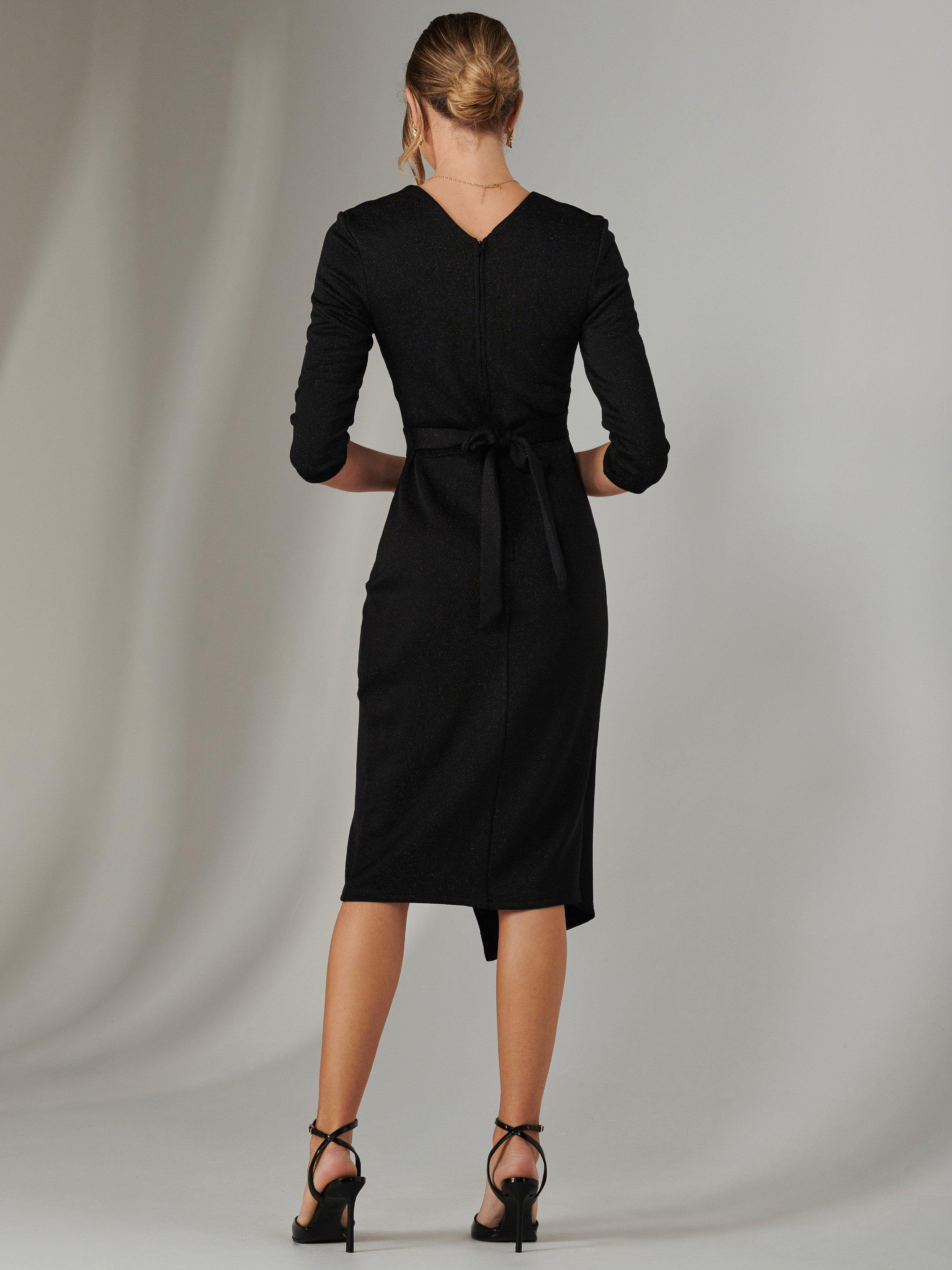 Product image 2 of 7, which shows Jolie Moi Wrap Glitter Dress, Black, 8