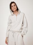Mint Velvet Cropped Hooded Sweatshirt, Barely Grey, Barely Grey