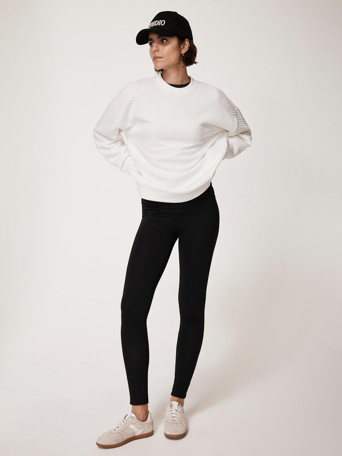 Product image 1 of 7, which shows Mint Velvet Wide Waistband Straight Leggings, Black, XS Reg