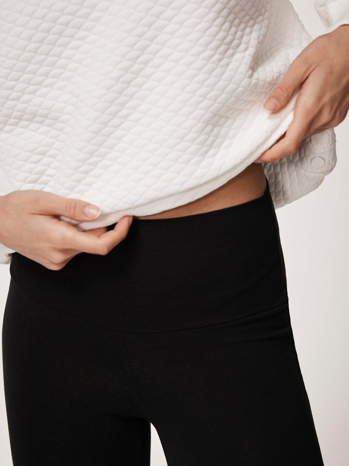 Product image 3 of 7, which shows Mint Velvet Wide Waistband Straight Leggings, Black, XS Reg