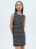 Mango Linda Stripe Button Side Dress, Black/White