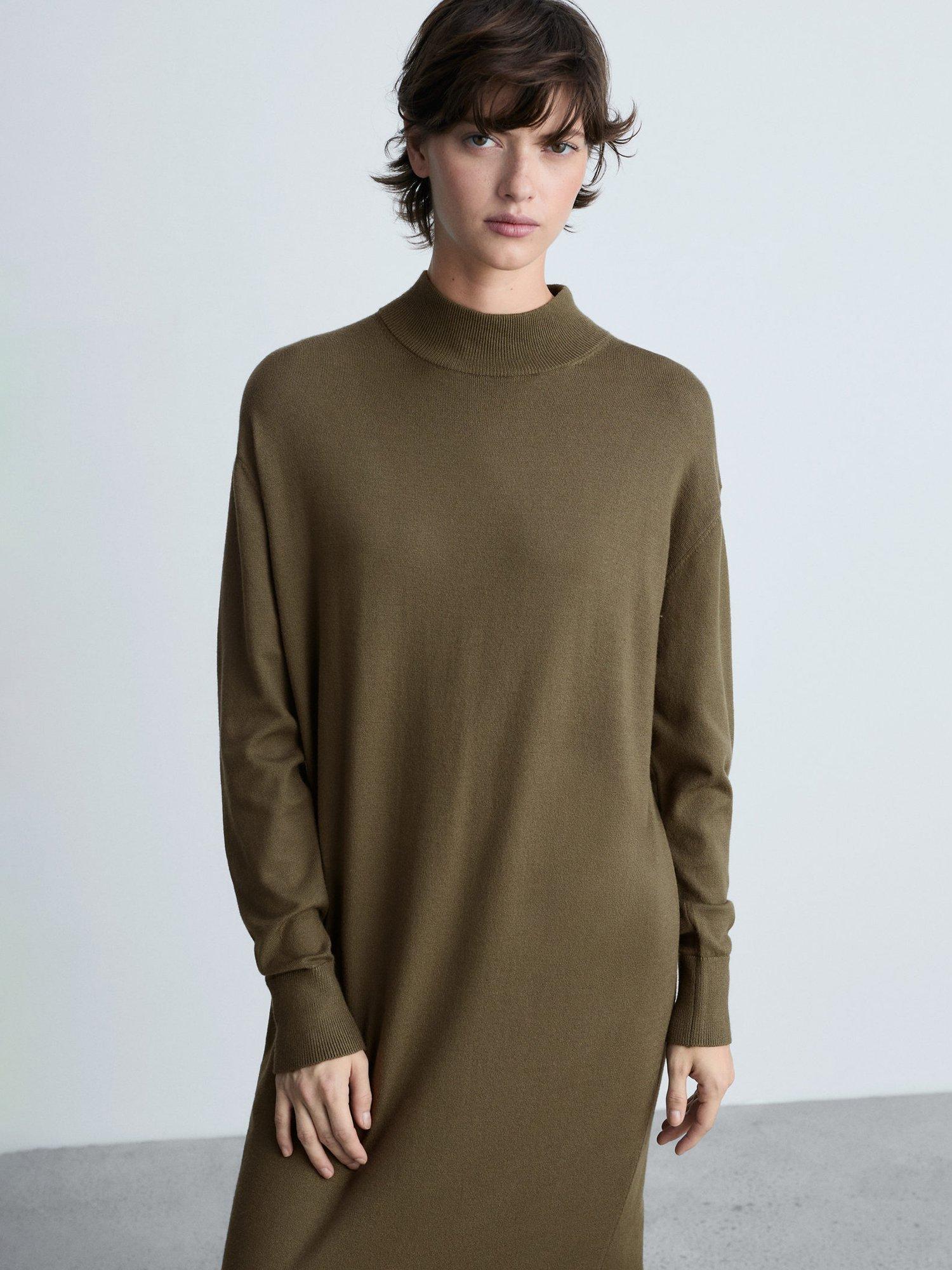 Mango Vieira Jumper Dress, Khaki