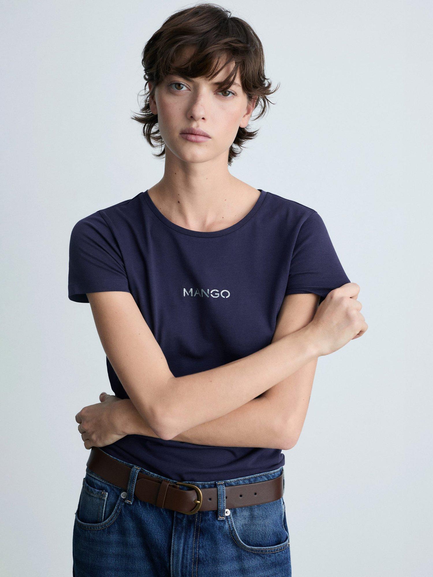 Mango Logo T-Shirt, Navy