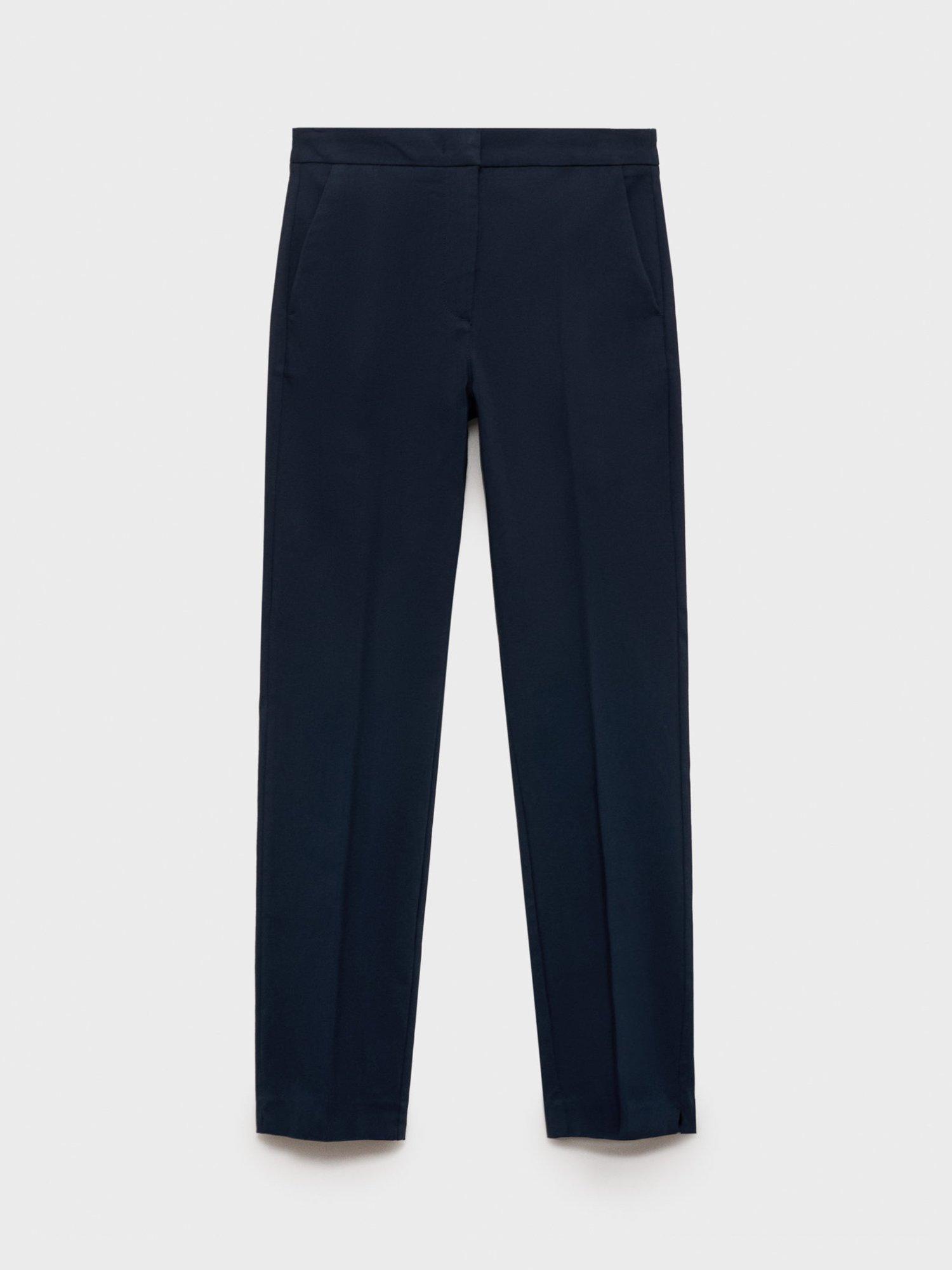 Product image 3 of 7, which shows Mango Cola Cropped Skinny Trousers, Navy, 12