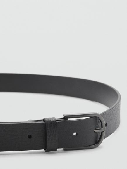 Mango Bolonia Leather Belt, Black - view 2, Black