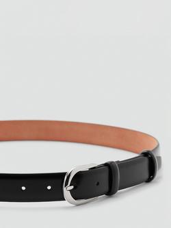Mango Turve Leather Belt, Black - view 2, Black