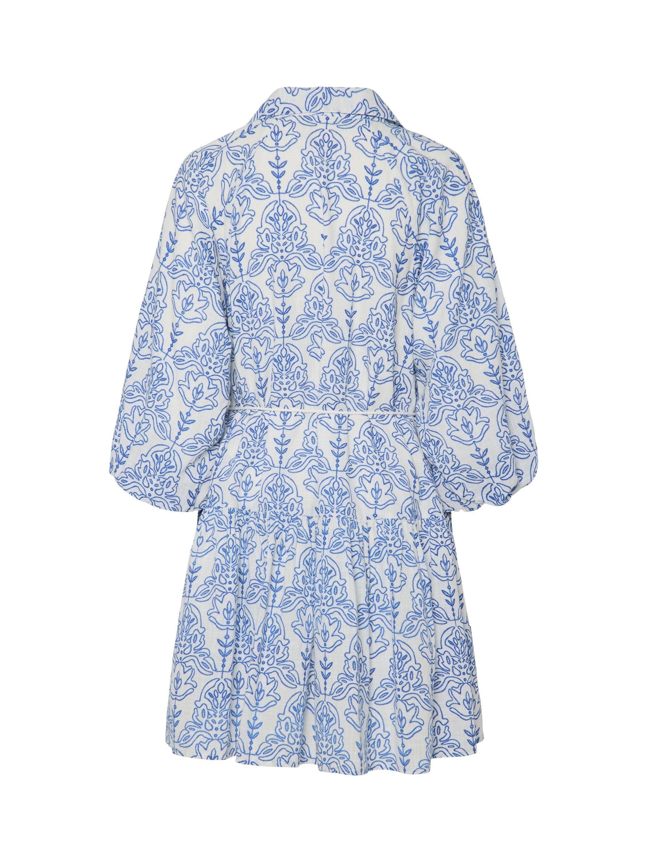 Product image 7 of 7, which shows YAS Cinni Organic Cotton Rope Tie Midi Dress, Blue/White, 10