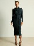 Reiss Myla Wrap Front Dress, Dark Teal
