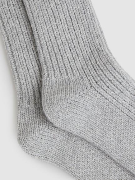 Reiss Carmen Ribbed Socks, Grey - view 2, Grey