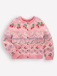 Mini Boden Kids' Edie Fair Isle Cardigan, Vintage Pink Hearts