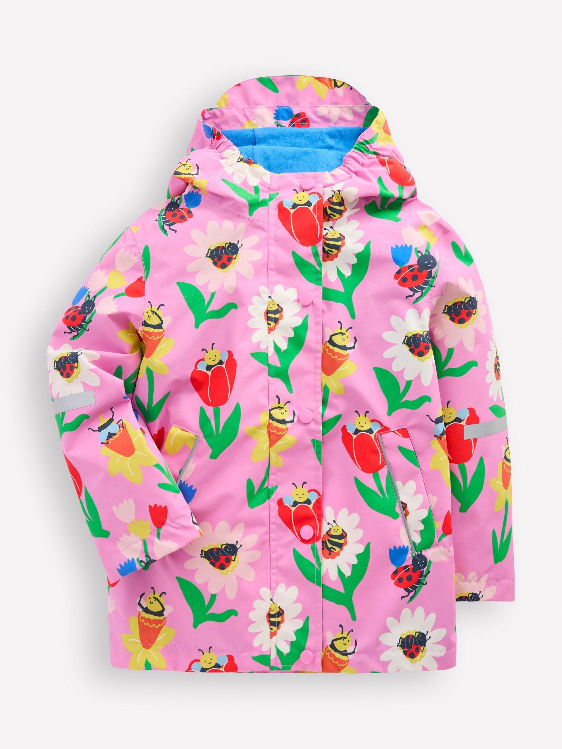 Mini Boden Kids' Waterproof Fisherman's Jacket, Pink Spring Garden