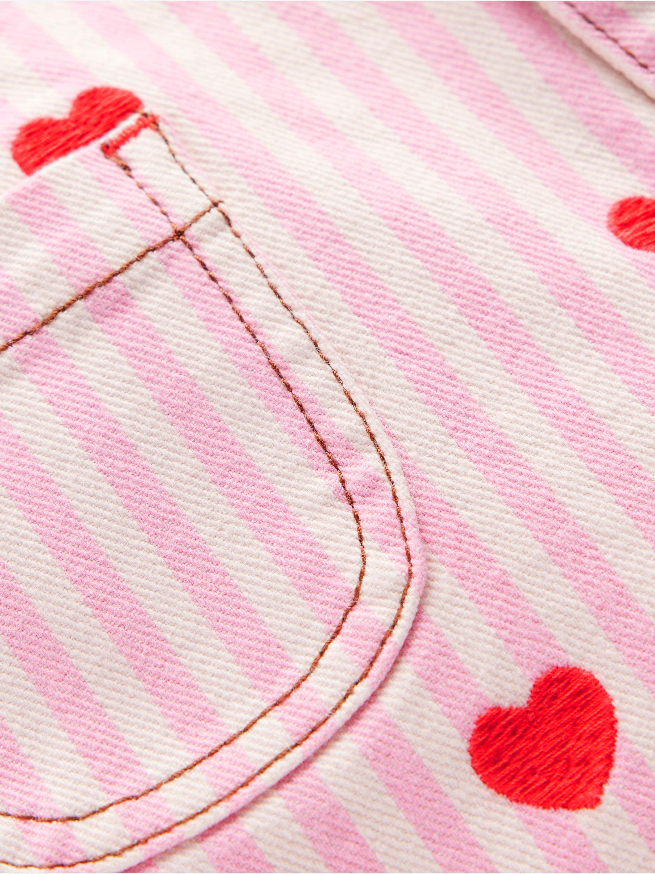 Product image 3 of 3, which shows Mini Boden Girl's Patch Pocket Shorts, Pink/Ivory Hearts, 2-3 years