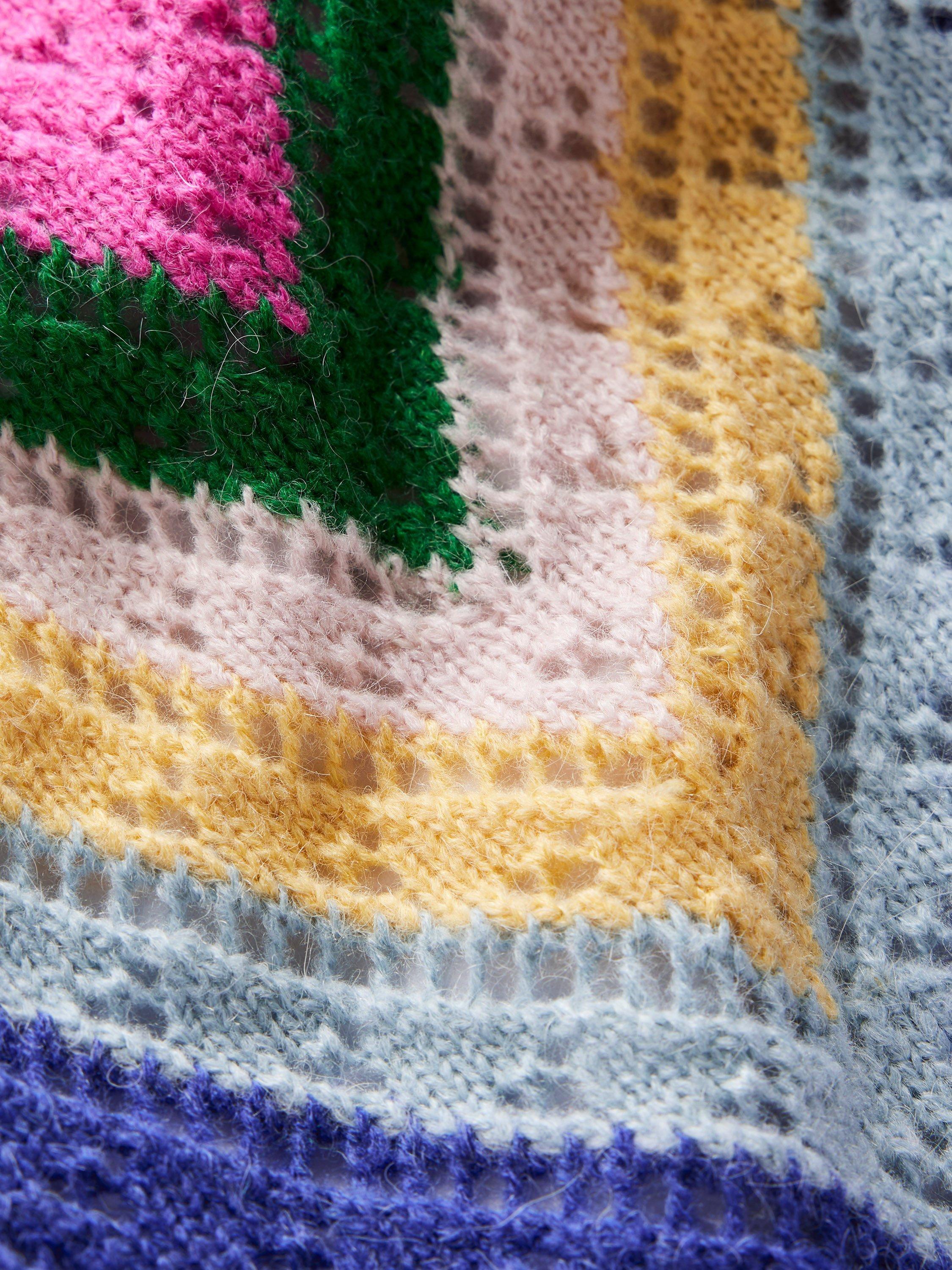 Product image 3 of 3, which shows Mini Boden Kids' Chevron Jumper , Blue/Pink Chevron, 2-3 years
