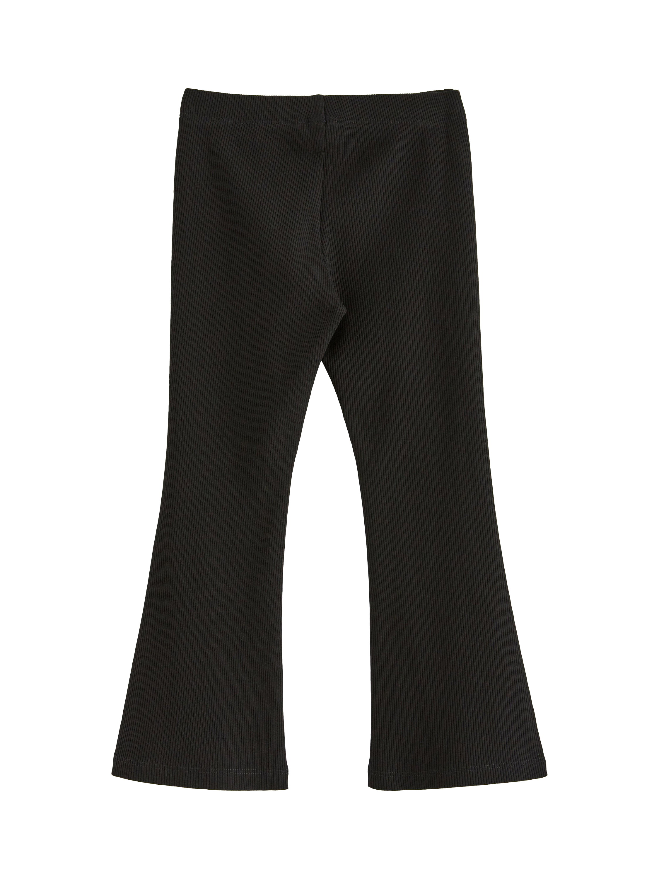 Product image 2 of 3, which shows Lindex Kids' Flared 2x2 Rib Leggings, Black, 4-5 years