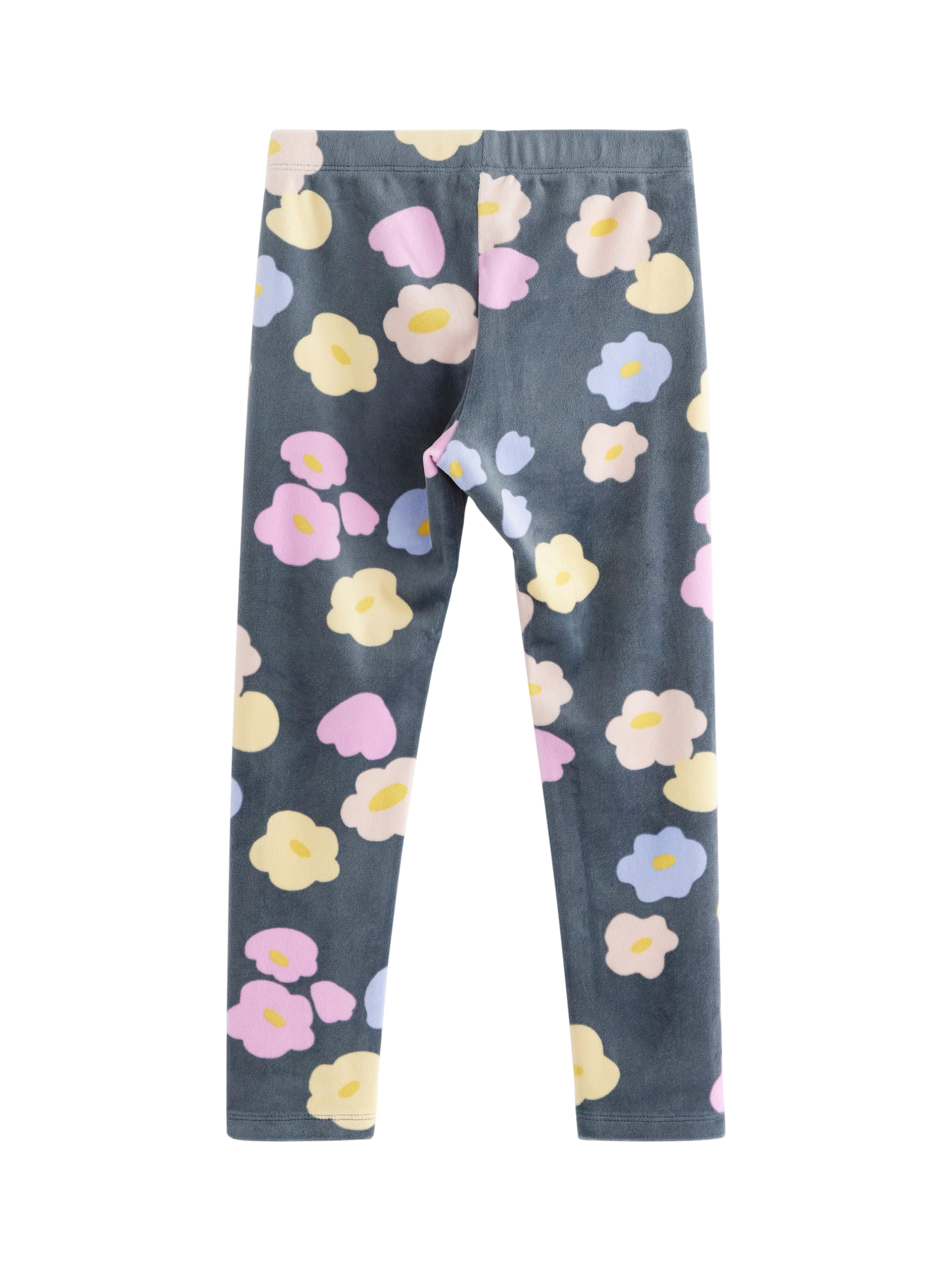 Product image 2 of 3, which shows Lindex Kids' Floral Velour Leggings, Dark Grey/Multi, 18-24 months