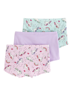Lindex Kids' Cotton Blend Unicorn Print Boxer Briefs, Pack of 3, Multi - view 2, Multi