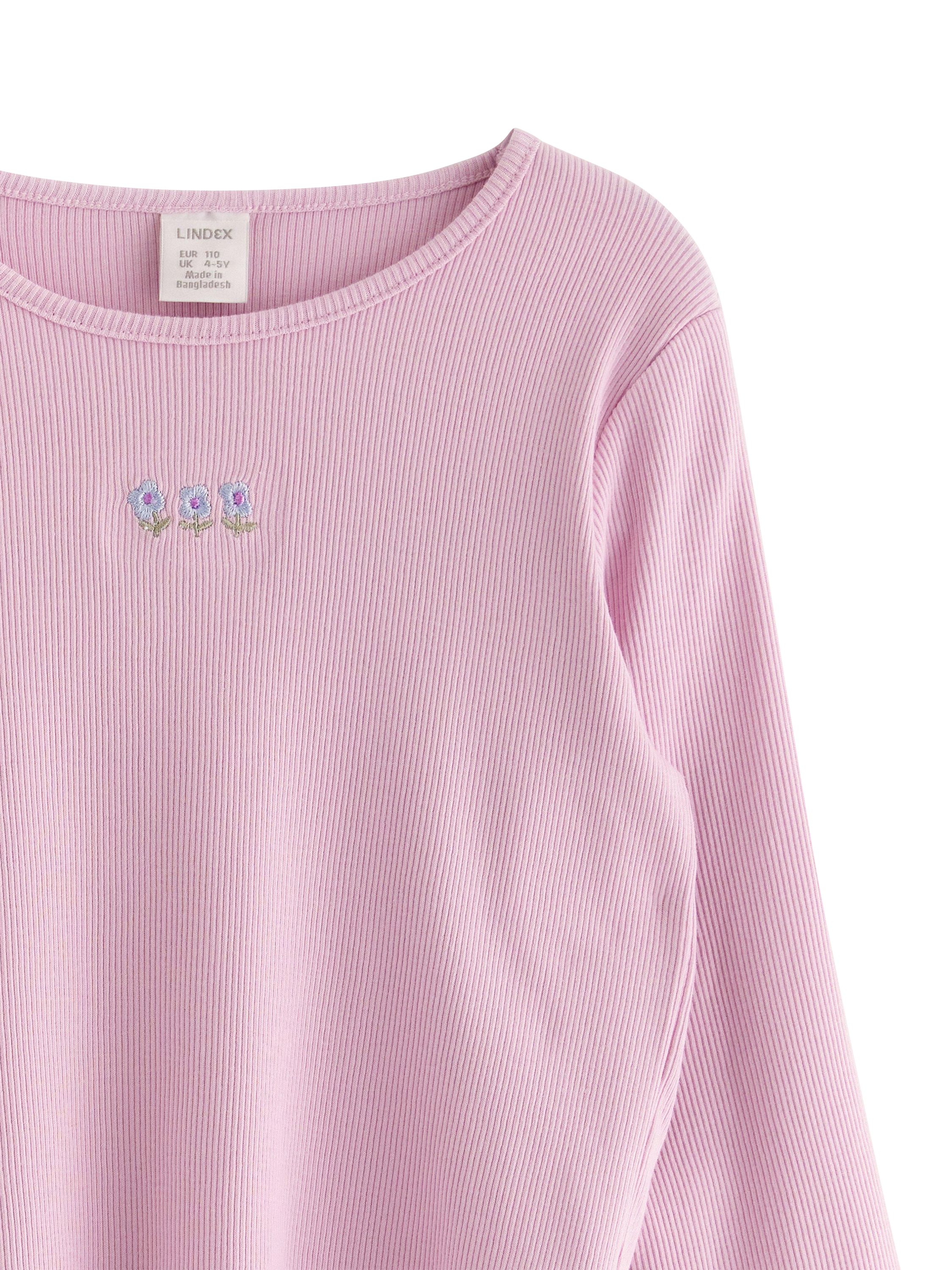Product image 3 of 3, which shows Lindex Kids' Flower Top, Dusty Pink, 18-24 months