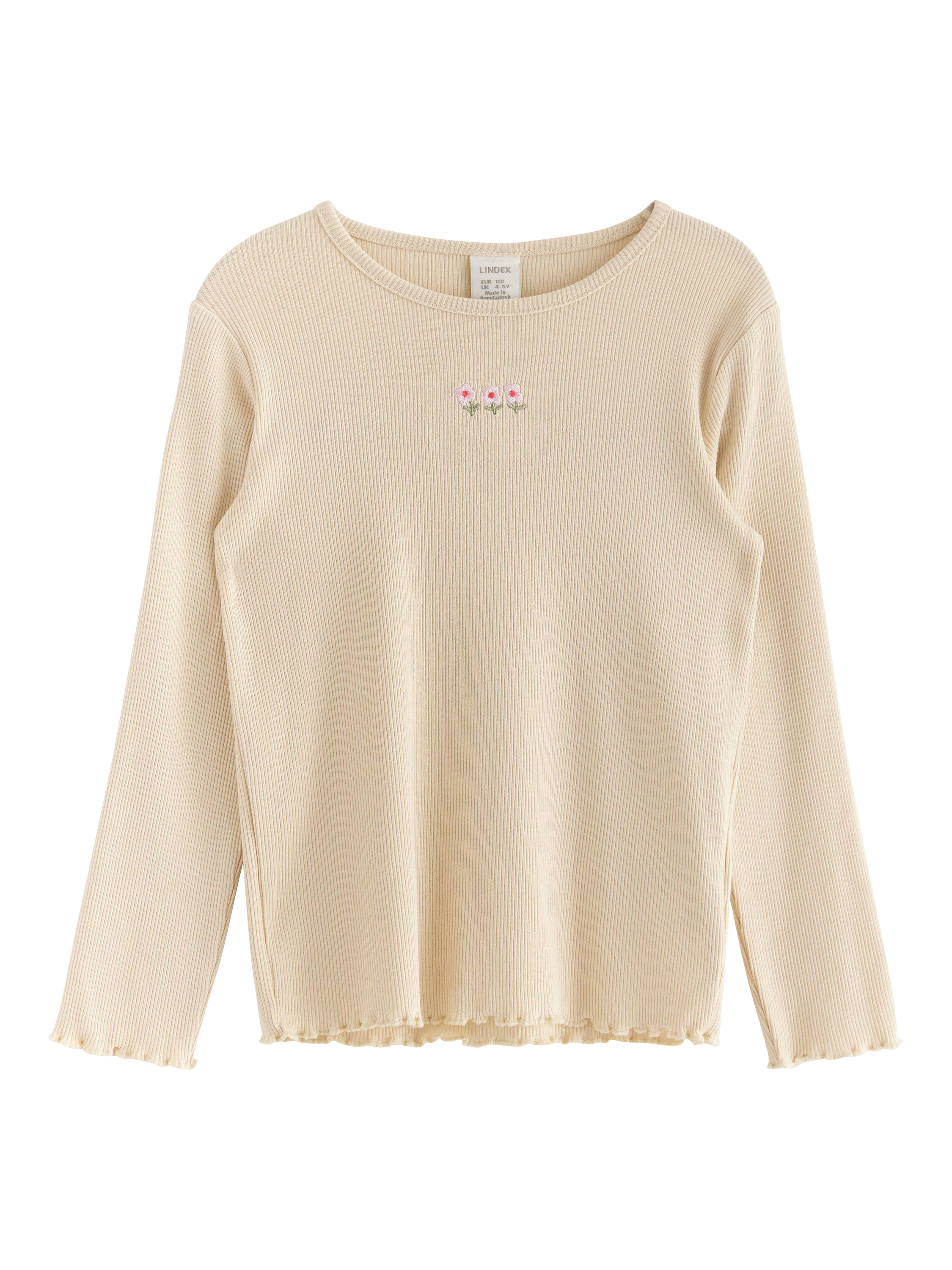 Product image 1 of 3, which shows Lindex Kids' Flower Top, Light Beige, 18-24 months