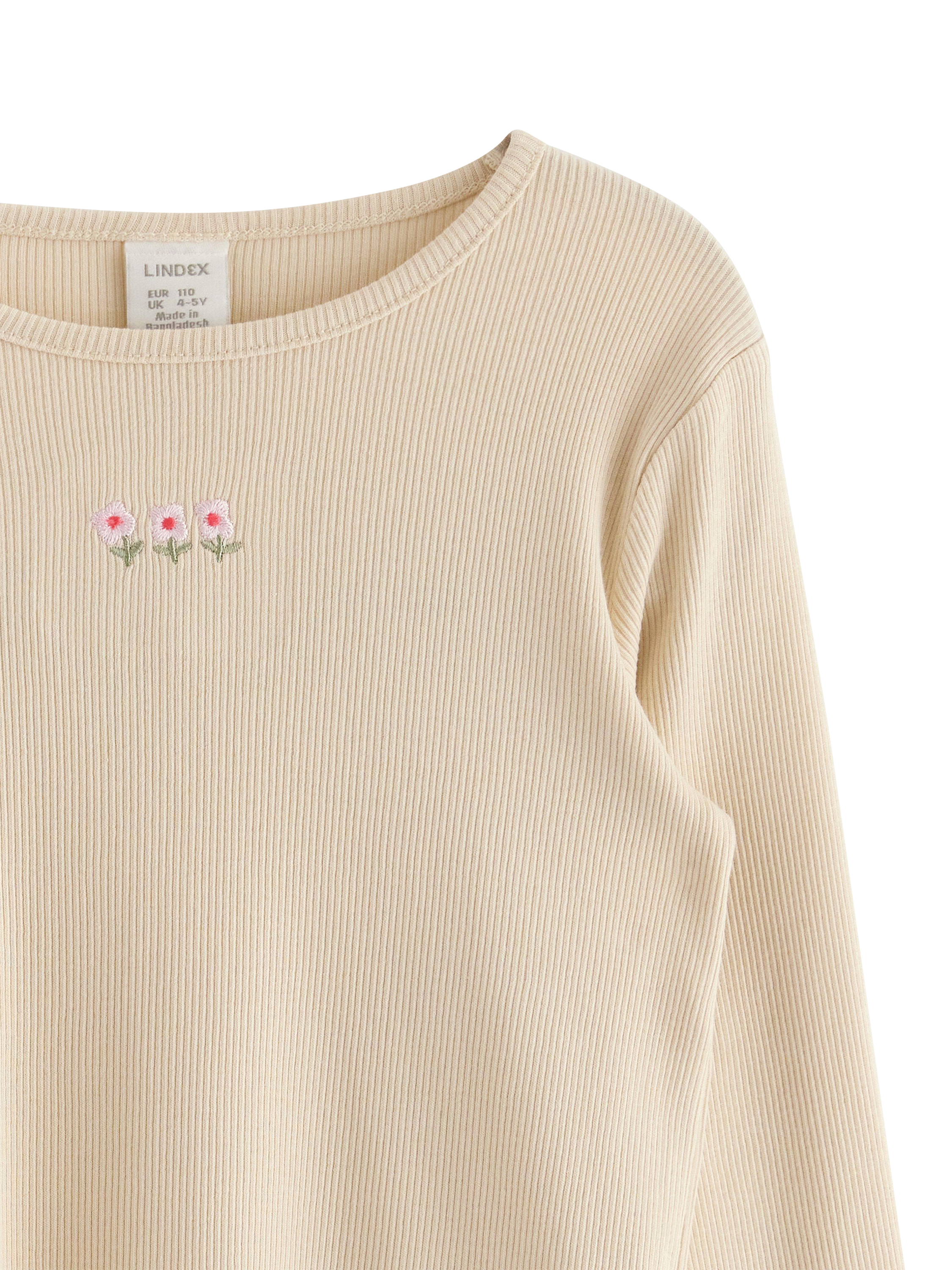 Product image 3 of 3, which shows Lindex Kids' Flower Top, Light Beige, 18-24 months