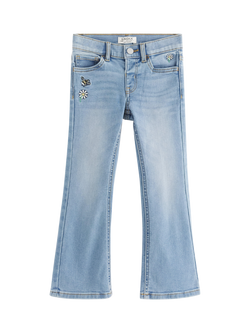 Lindex Kids' Bee Embroidered Flared Jeans, Light Denim, Light Denim