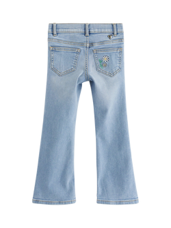 Lindex Kids' Bee Embroidered Flared Jeans, Light Denim - view 2, Light Denim