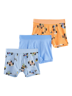 Lindex Kids' Race Car Boxers, Pack of 3, Light Blue/Multi, Light Blue/Multi