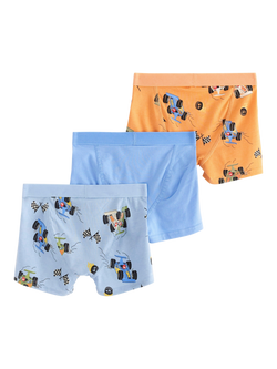 Lindex Kids' Race Car Boxers, Pack of 3, Light Blue/Multi - view 2, Light Blue/Multi