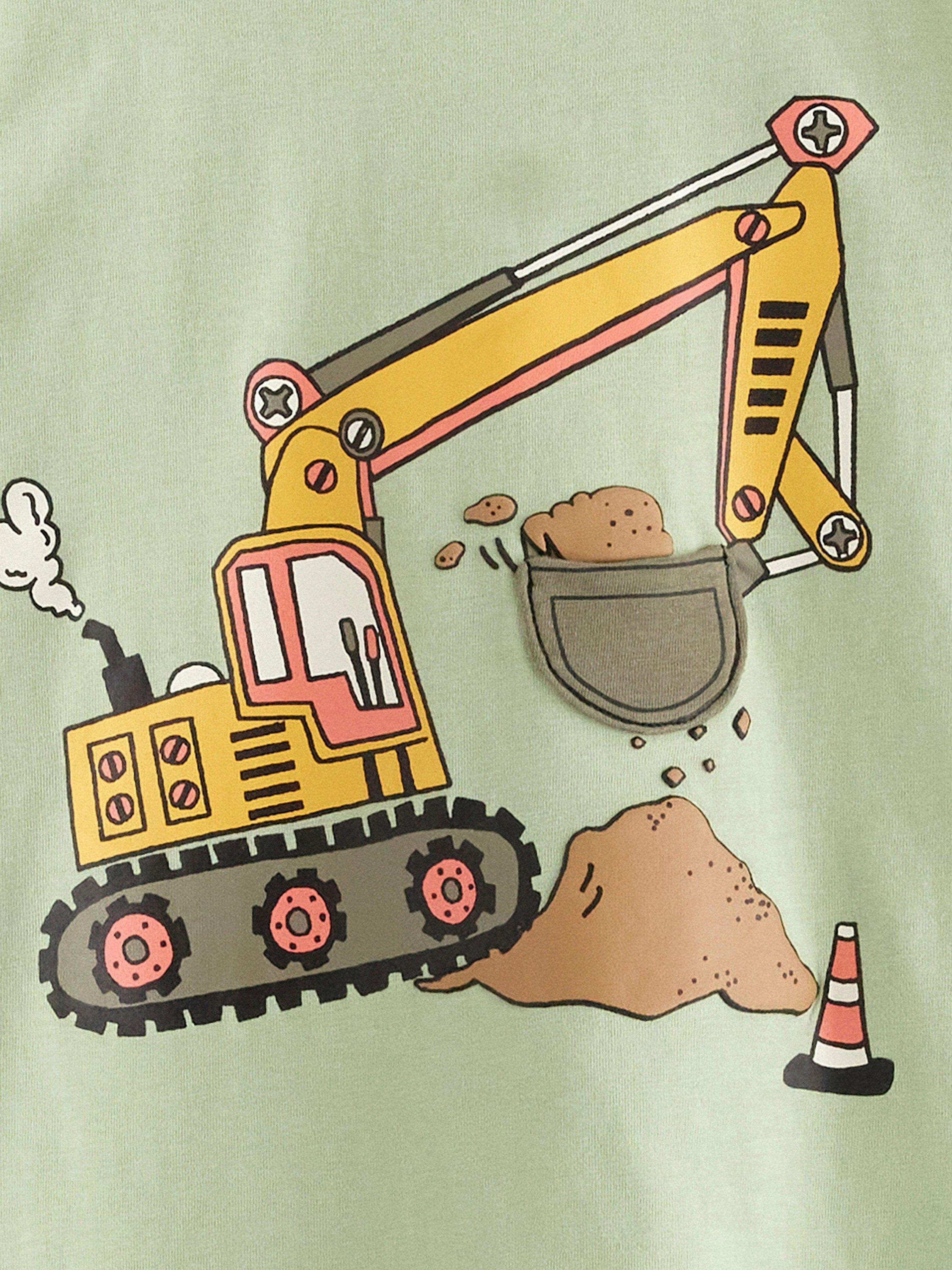 Product image 6 of 6, which shows Lindex Kids' Digger Long Sleeve T-Shirt, Light Dusty Green, 2-3 years