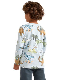 Lindex Kids' Dinosaur Print Top, Light Dusty Blue - view 2, Light Dusty Blue
